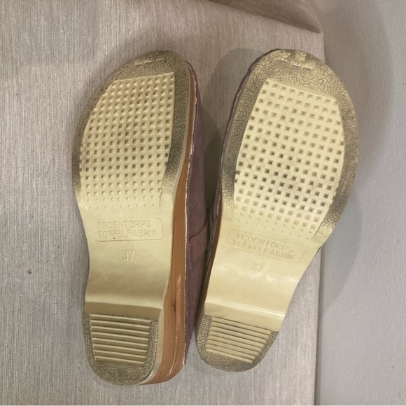 TROENTORP Sz 36 Rembrandt Wooden  Sole Suede Clogs In Dusty Rose - Picture 6 of 9